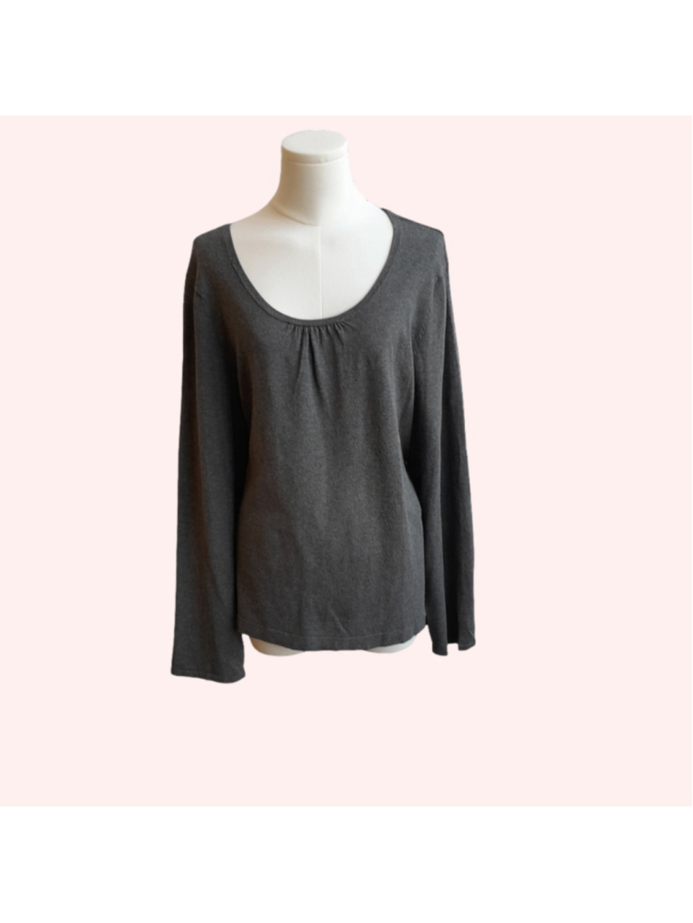 Laura Ashley Charcoal Long Sleeve Knit Blouse NWOT